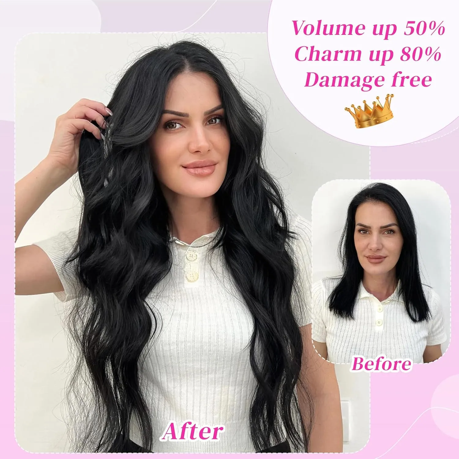 Clip in Long Wavy Hair Extensions Naturally Thick Hairpieces Dark Ash Blonde Mixed Bleach Blonde Double Weft Synthetic Hair Extensions for Women (20Inch, 4Pcs, #16H613)