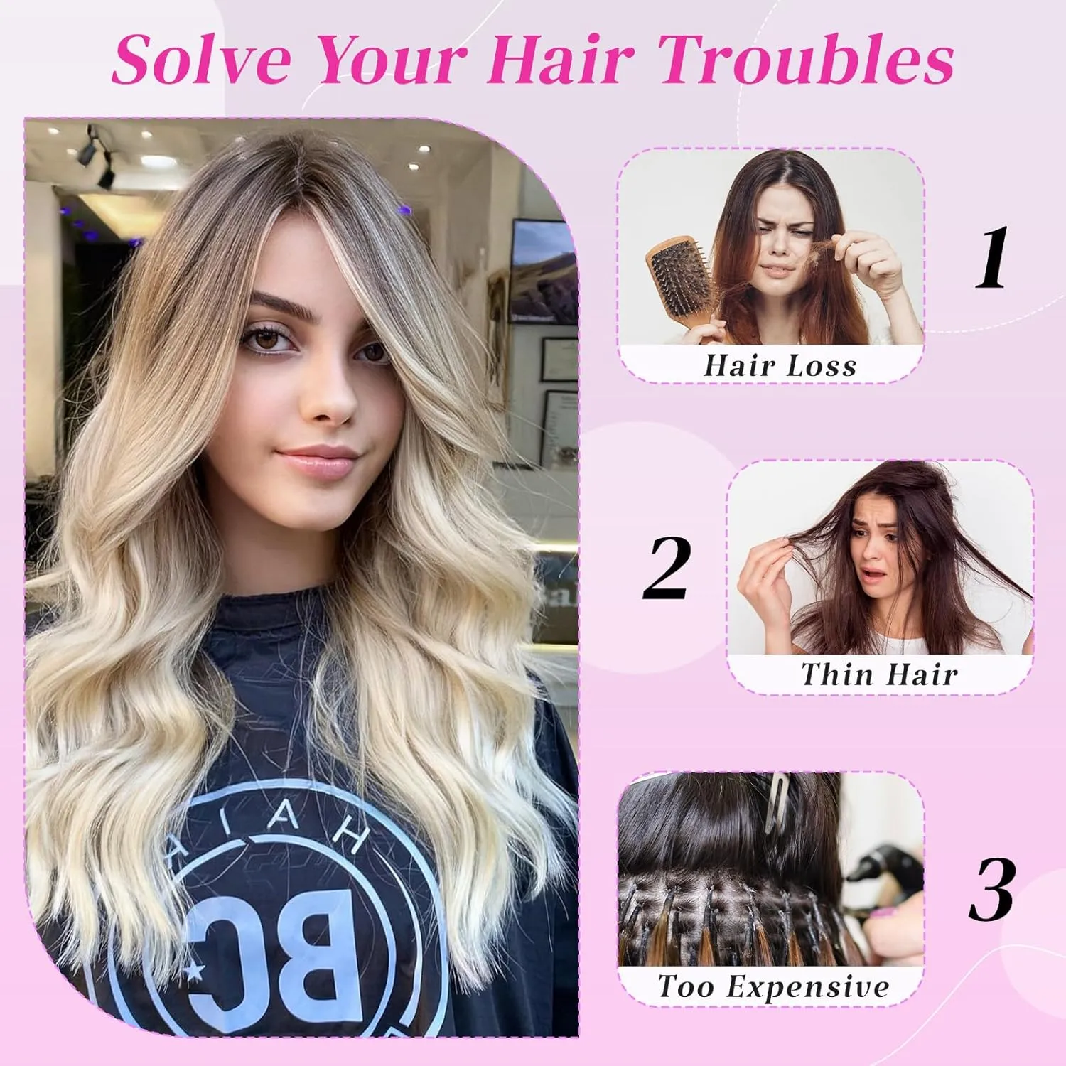 Clip in Long Wavy Hair Extensions Naturally Thick Hairpieces Dark Ash Blonde Mixed Bleach Blonde Double Weft Synthetic Hair Extensions for Women (20Inch, 4Pcs, #16H613)