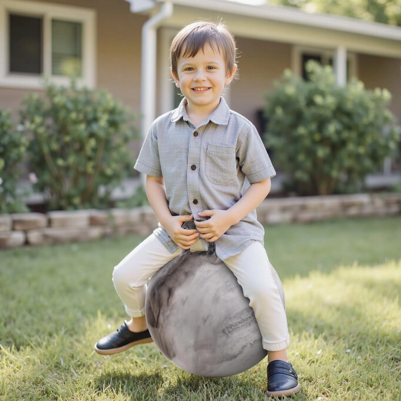 Clouds Hopper Ball for Kids,18 Inch Bouncy Ball with Handle,Inflatable Hopping Toys for Boys Girls Aged 3-8, Indoor Outdoor Jumping Toys Gift with Pump