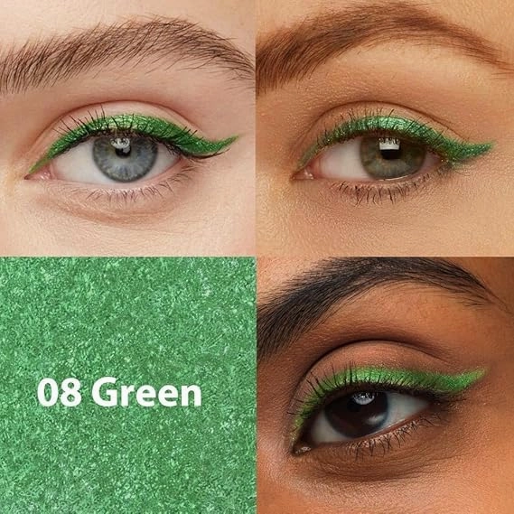 Colored Gel Glitter Eyeliner ，Waterproof Pearl Eye Shadow Pencil Metallic Glitter Eye Liner Pencil for Women,Eye Liners & Shadow Pencil Eye Makeup (08# Green)