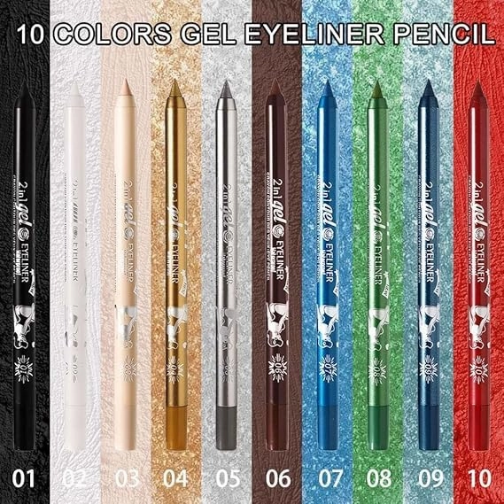 Colored Gel Glitter Eyeliner ，Waterproof Pearl Eye Shadow Pencil Metallic Glitter Eye Liner Pencil for Women,Eye Liners & Shadow Pencil Eye Makeup (08# Green)