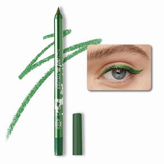 Colored Gel Glitter Eyeliner ，Waterproof Pearl Eye Shadow Pencil Metallic Glitter Eye Liner Pencil for Women,Eye Liners & Shadow Pencil Eye Makeup (08# Green)