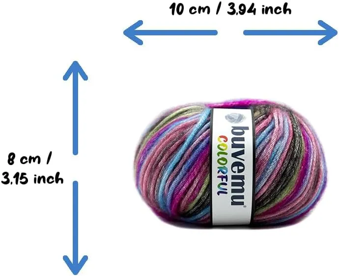 Colorful Self-Striping Multicolor Fuzzy with Subtle Sheen Yarn,V PolyesterD Acrylic, Each 1.76Oz (50 gr)/ 125yds(115m)(4 Balls) (Dream - Brown, Green, Blue, Turquoise, Fuchsia)