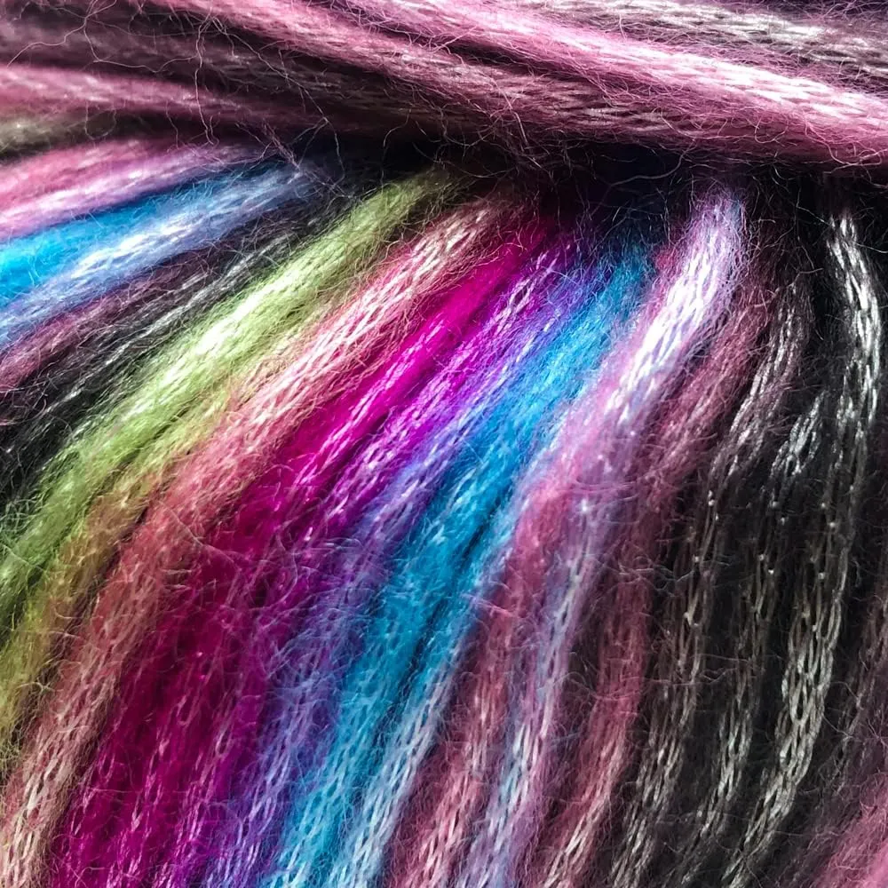 Colorful Self-Striping Multicolor Fuzzy with Subtle Sheen Yarn,V PolyesterD Acrylic, Each 1.76Oz (50 gr)/ 125yds(115m)(4 Balls) (Dream - Brown, Green, Blue, Turquoise, Fuchsia)