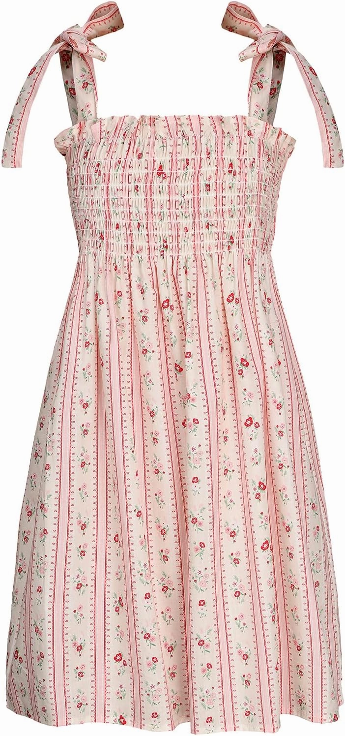 Colorful Childhood Baby Girls Summer Dress Toddler Strap Smocked Floral Boho Beach Dress Rompers Sisters Matching Outfits