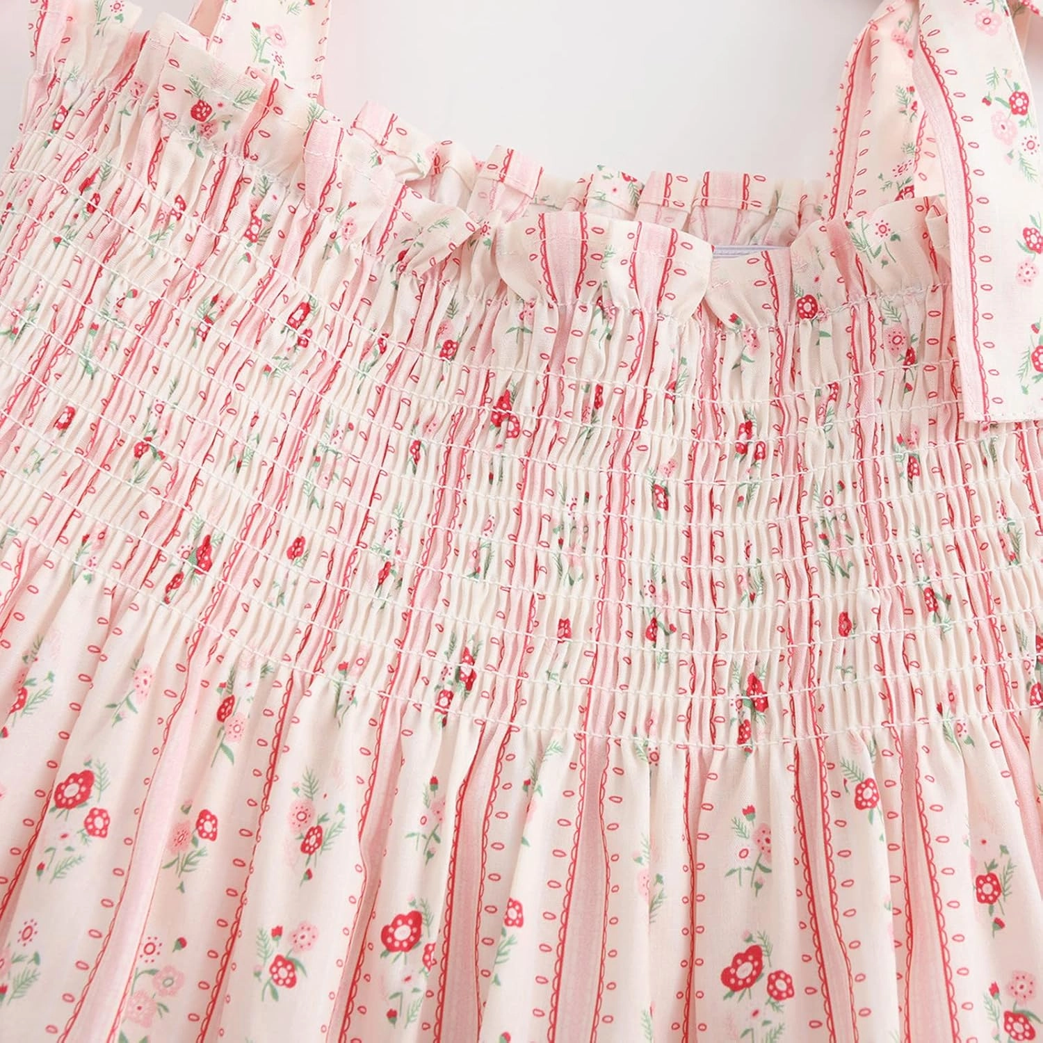 Colorful Childhood Baby Girls Summer Dress Toddler Strap Smocked Floral Boho Beach Dress Rompers Sisters Matching Outfits