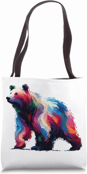 Colorful Impressionism Style Animal Lover Bear Tote Bag