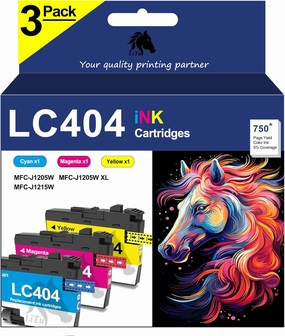 Compatible LC404 3-Pack Color Ink Cartridges for Brother Printer MFC-J1205W MFC-J1215W LC4043PKS C/M/Y Replacement for Brother MFC-J1205W Ink Cartridges LC 404 XL LC-404 LC404C LC404M LC404Y