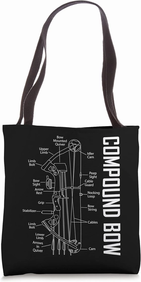 Compound Bow Schematic Archery Blueprint Bow Hunting Tote Bag