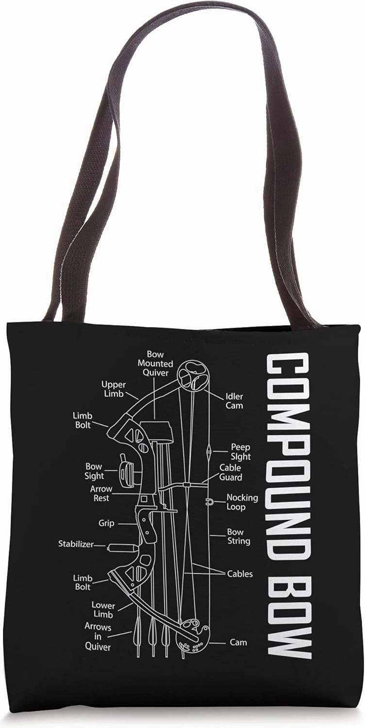 Compound Bow Schematic Archery Blueprint Bow Hunting Tote Bag