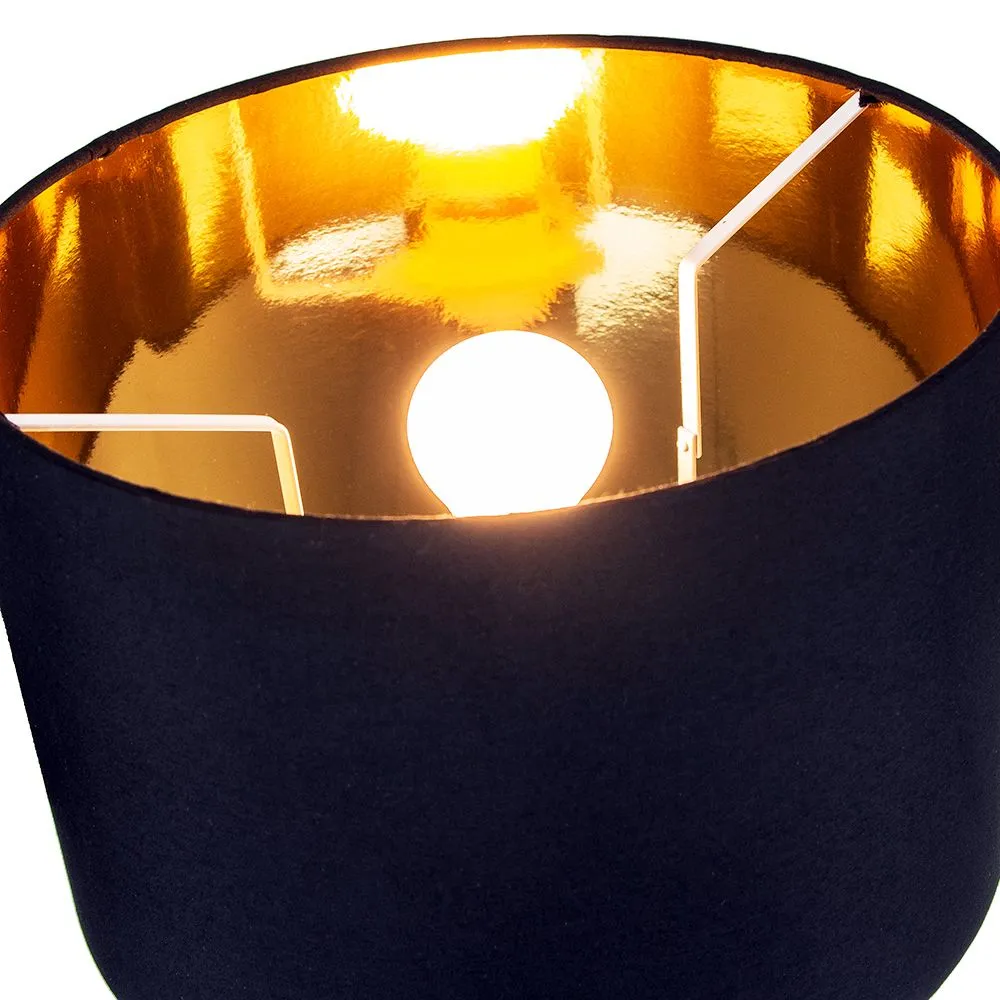 Contemporary Black Cotton 10" Table/Pendant Lamp Shade with Shiny Golden Inner