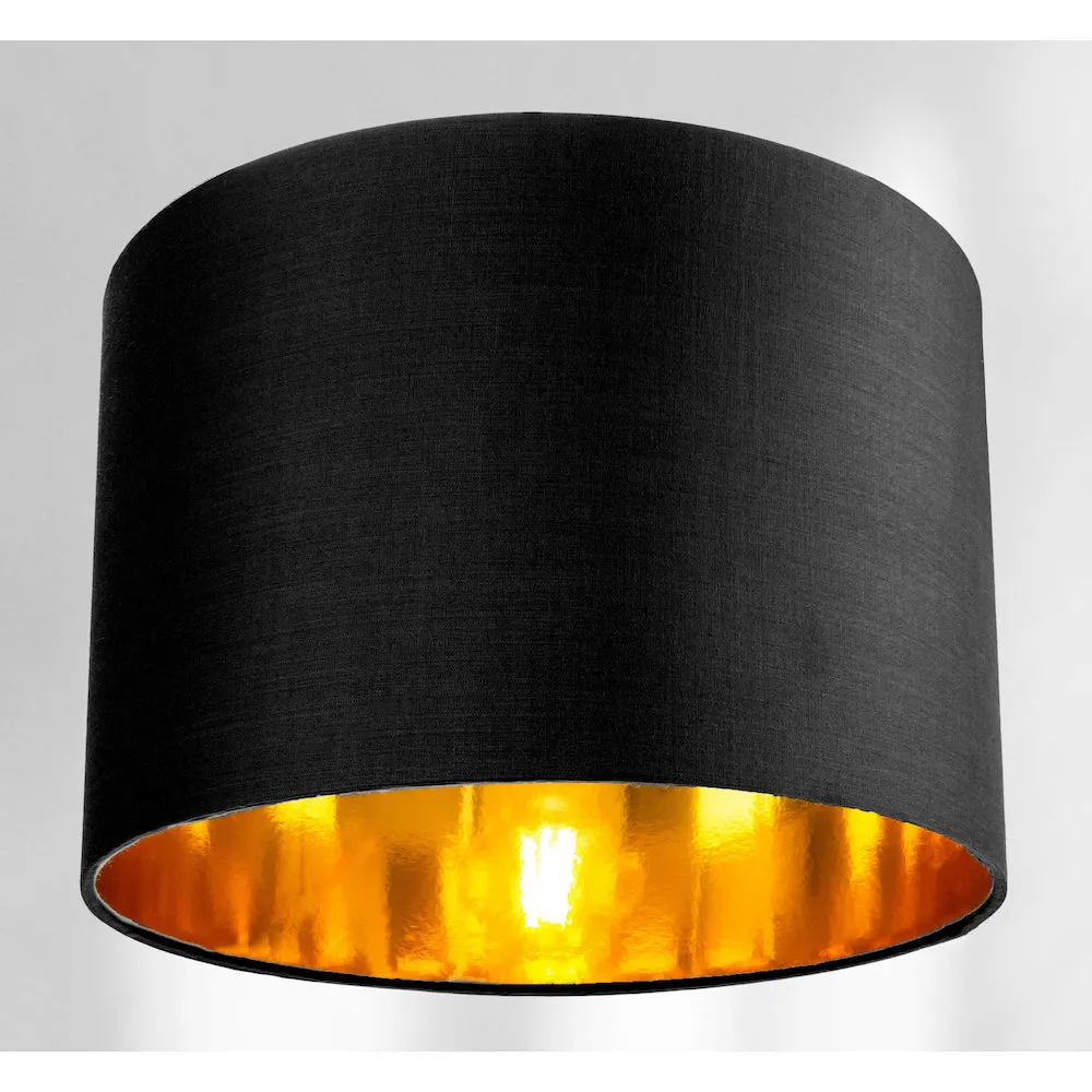 Contemporary Black Cotton 10" Table/Pendant Lamp Shade with Shiny Golden Inner