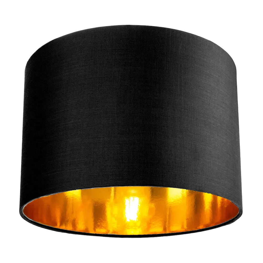 Contemporary Black Cotton 10" Table/Pendant Lamp Shade with Shiny Golden Inner