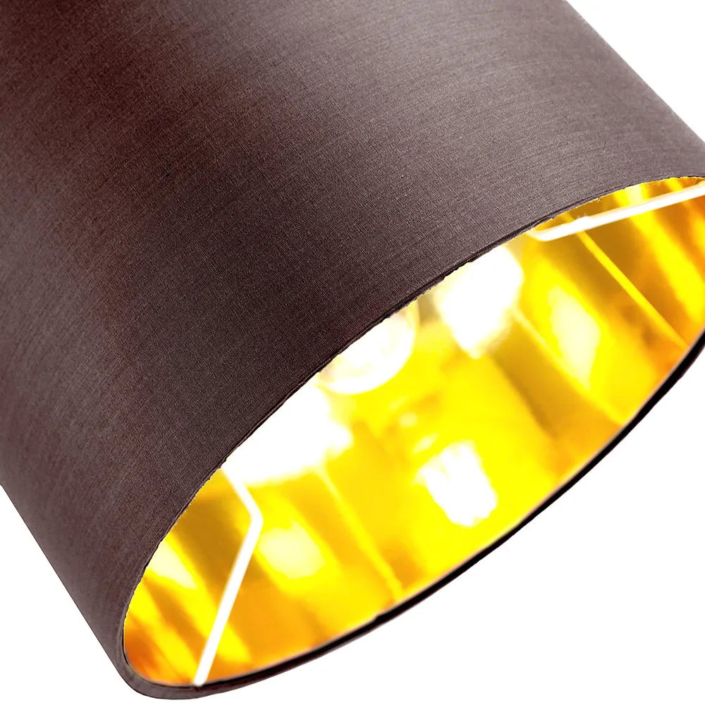 Contemporary Brown Cotton 12" Table/Pendant Lamp Shade with Shiny Copper Inner
