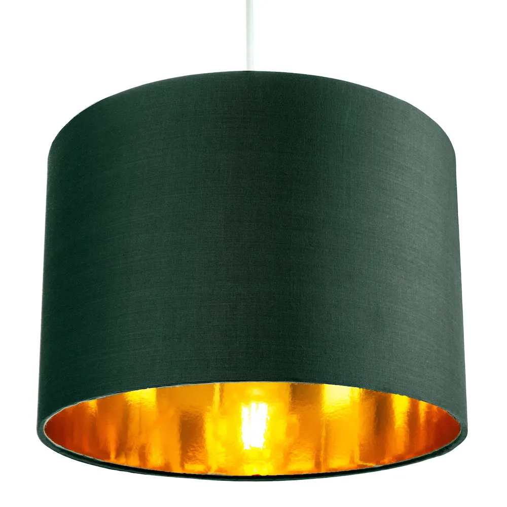 Contemporary Green Cotton 10" Table/Pendant Lamp Shade with Shiny Copper Inner