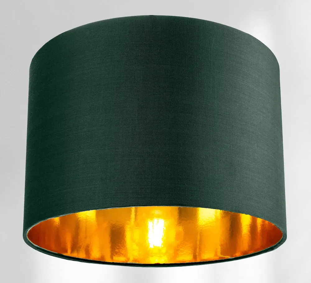 Contemporary Green Cotton 10" Table/Pendant Lamp Shade with Shiny Copper Inner