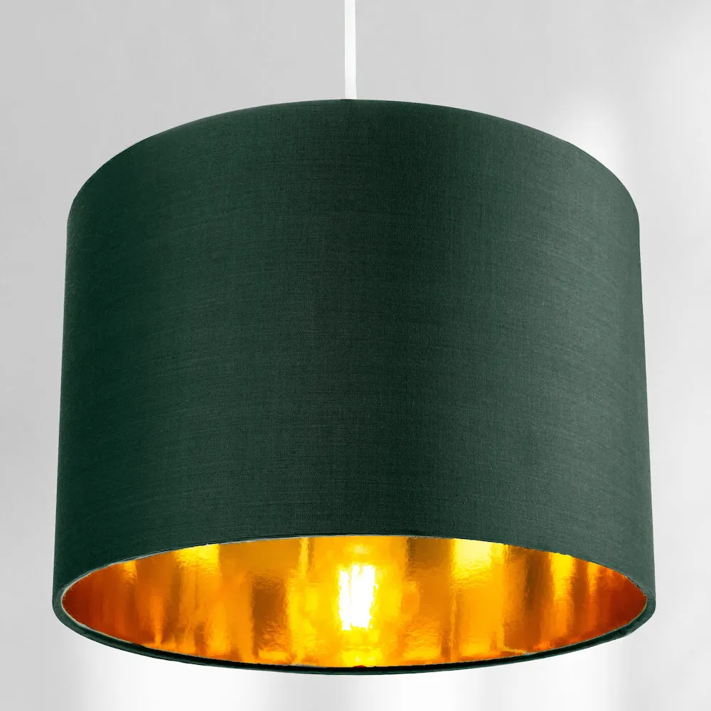 Contemporary Green Cotton 10" Table/Pendant Lamp Shade with Shiny Copper Inner