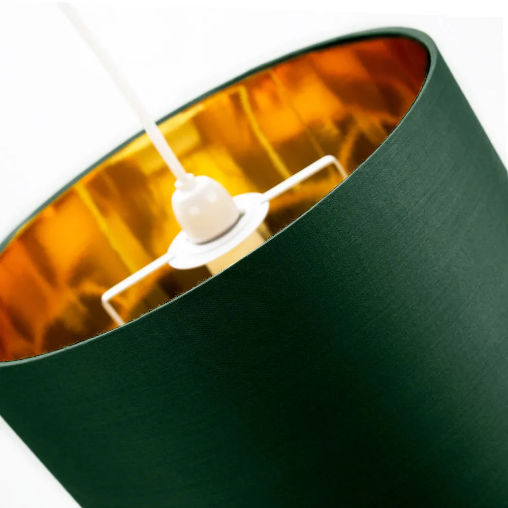 Contemporary Green Cotton 10" Table/Pendant Lamp Shade with Shiny Copper Inner