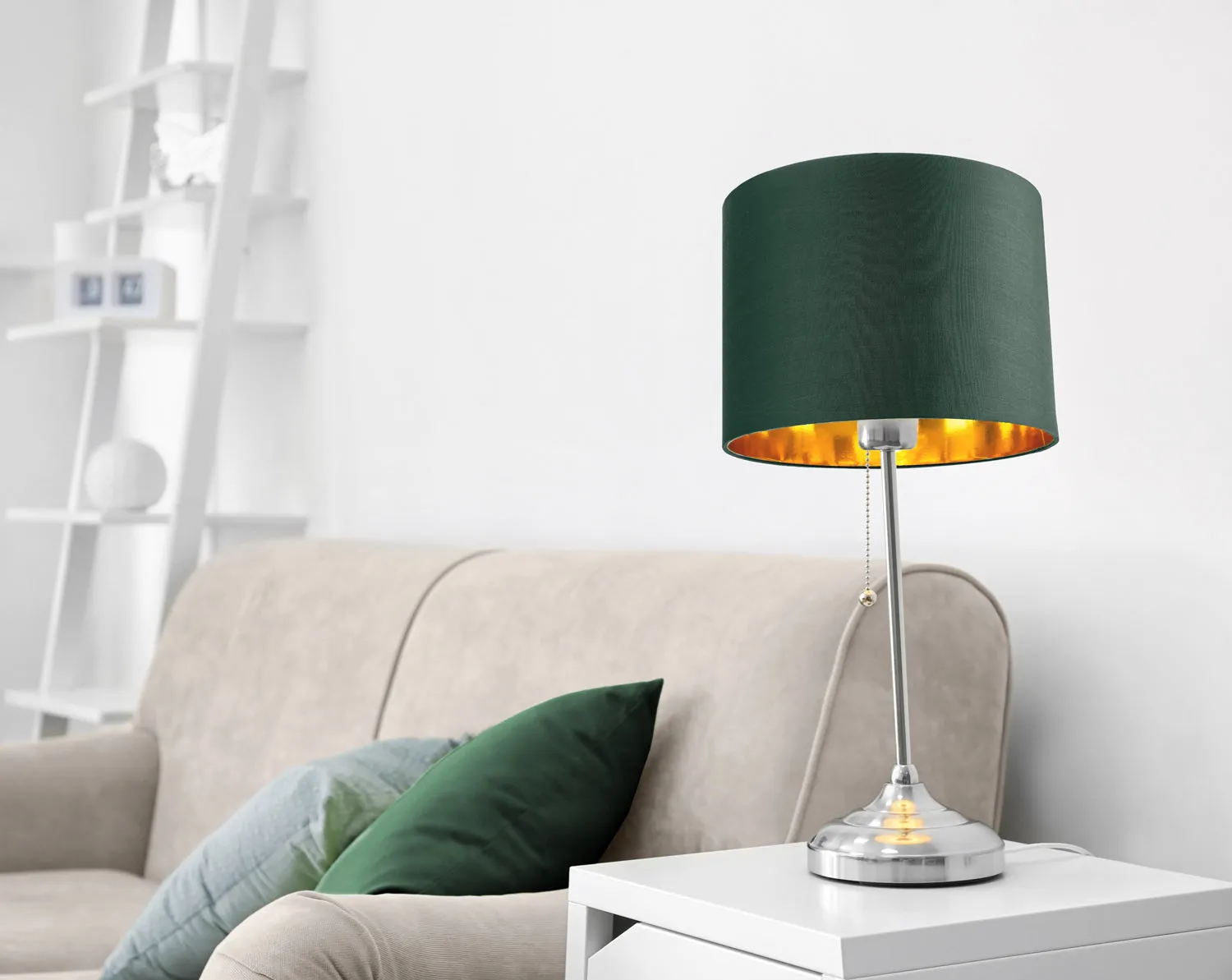 Contemporary Green Cotton 10" Table/Pendant Lamp Shade with Shiny Copper Inner