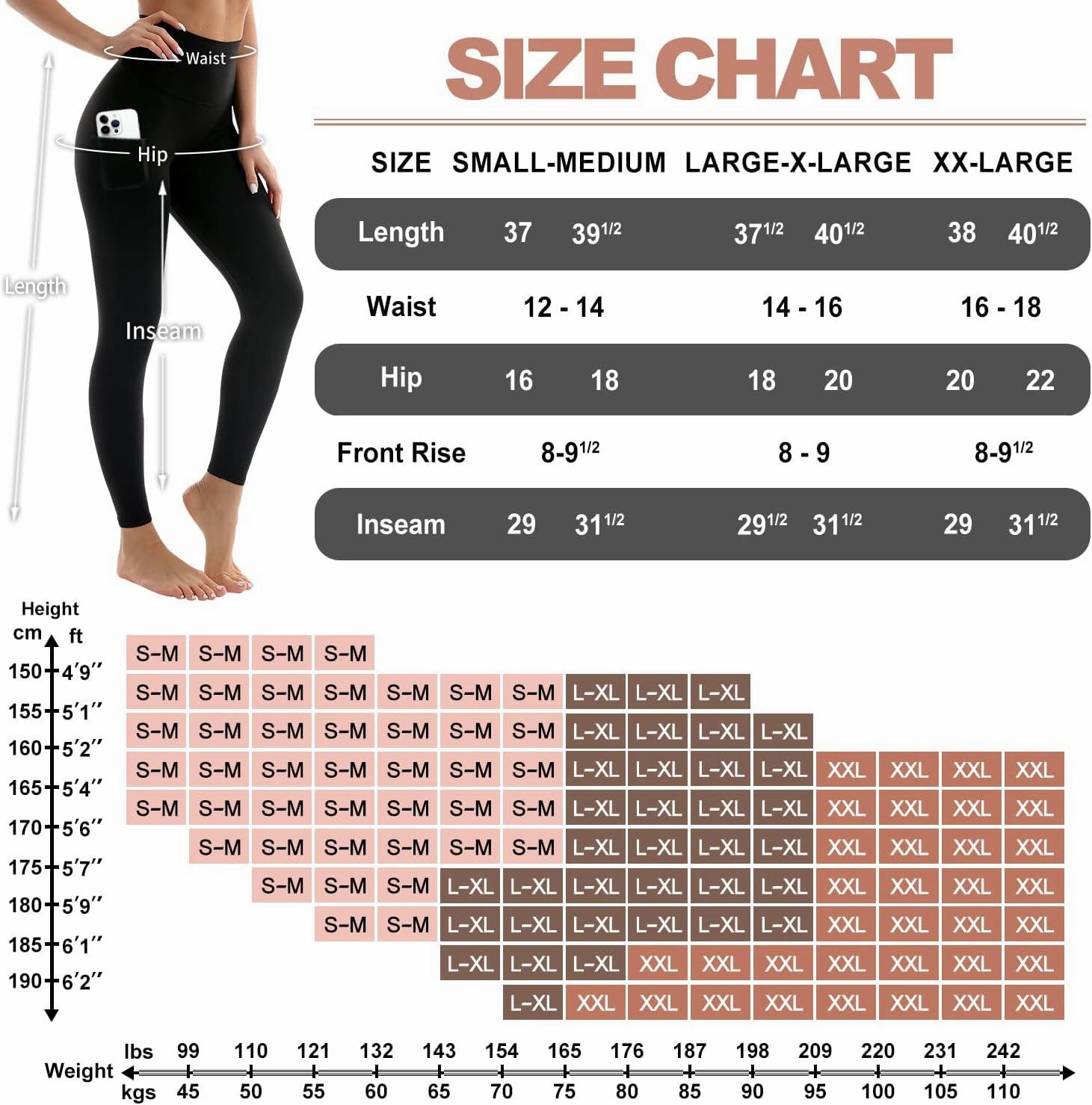 COOLOVER 4 Pack Leggings with Pockets for Women, Soft High Waisted Tummy Control Workout Yoga Pants