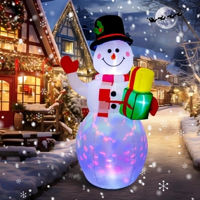 COOLWUFAN Christmas Decorations Outdoor Inflatables Snowman, Christmas Blow Up Yard Decorations Clearance with Built-in Colorful Rotating LED Lights for Indoor Yard Garden Decorations