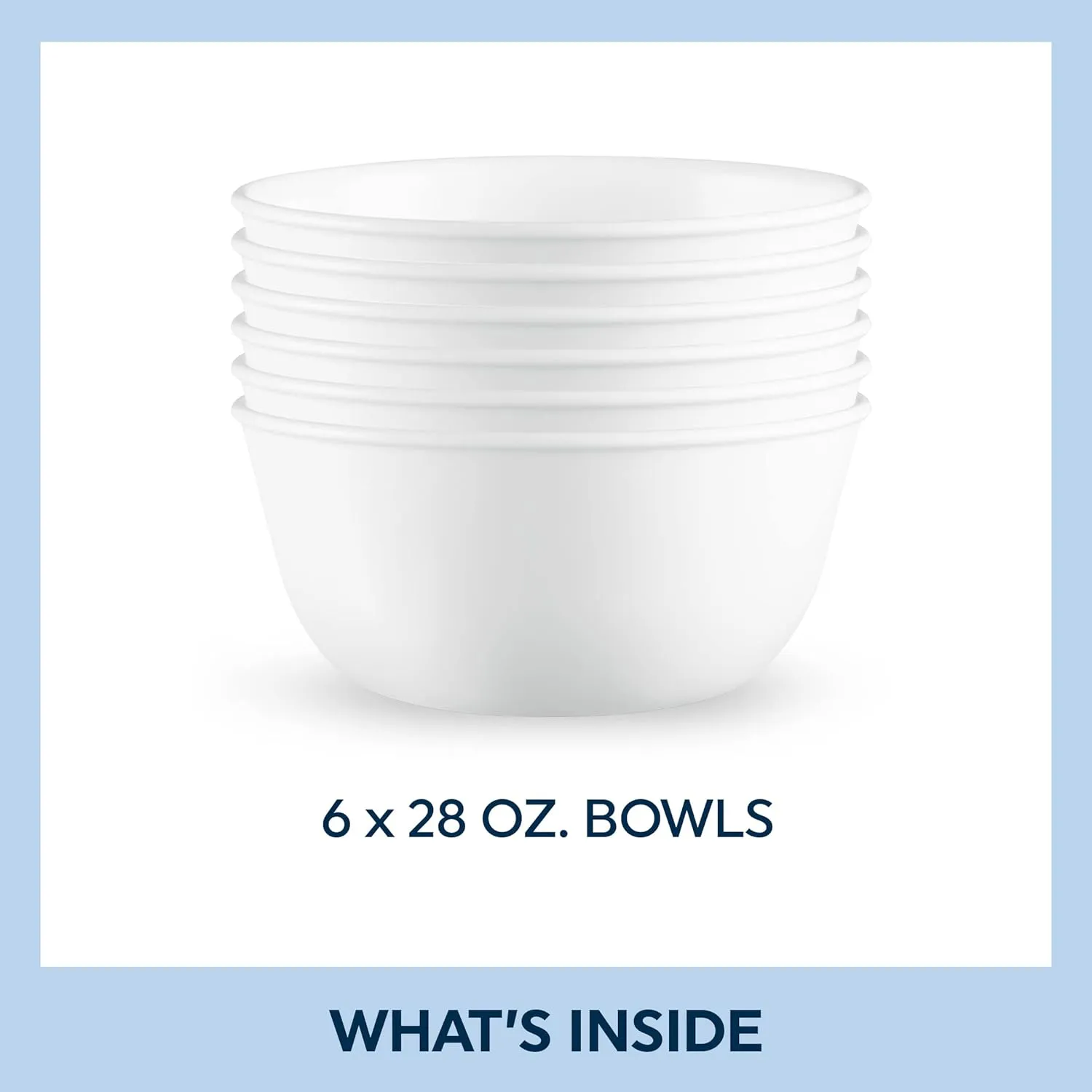 Corelle Vitrelle 18-Piece Service for 6 Dinnerware Set, Winter Frost White & Vitrelle 28-oz Soup/Cereal Bowls Set of 6, Chip & Crack Resistant Dinnerware Bowls, Winter Frost White