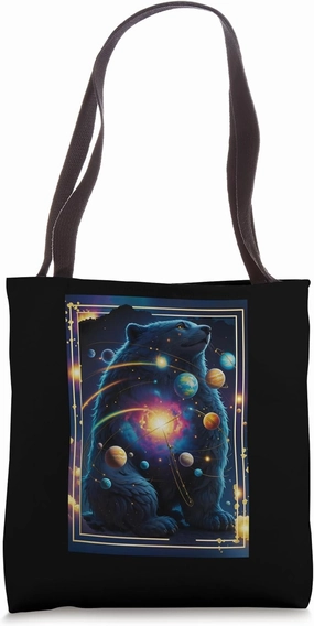 Cosmic Bear in Surreal Alien World Fantasy Animal Design Tote Bag