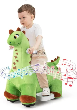 Costzon Dinosaur Ride on Toy Car, 6V Battery Powered Electric Ride on Animal with 3 Riding Modes, Music, Foot Pedal & Padded Seat, Electric Horse for Kids to Ride, Gift for Boys & Girls 3  Years Old