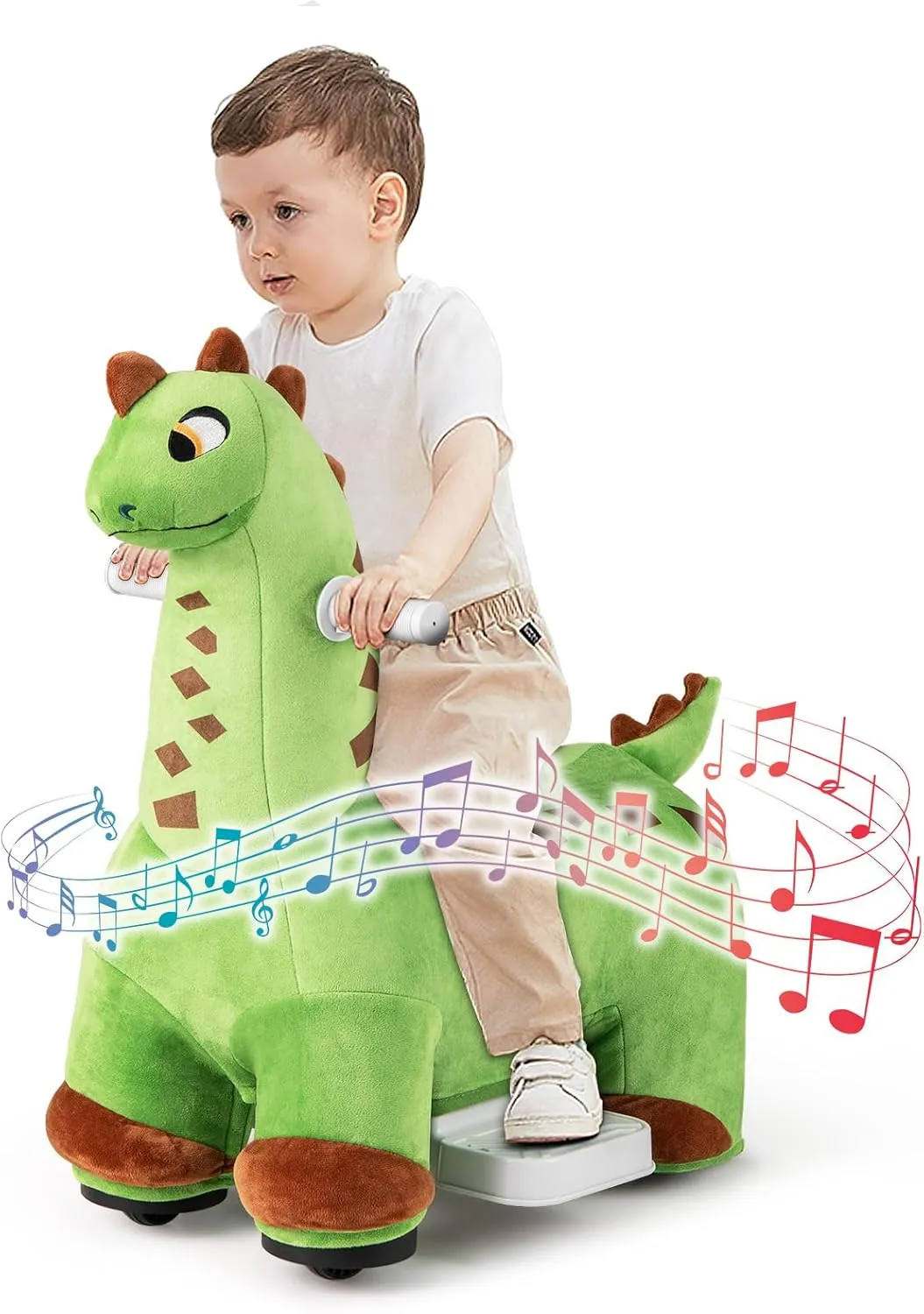 Costzon Dinosaur Ride on Toy Car, 6V Battery Powered Electric Ride on Animal with 3 Riding Modes, Music, Foot Pedal & Padded Seat, Electric Horse for Kids to Ride, Gift for Boys & Girls 3  Years Old