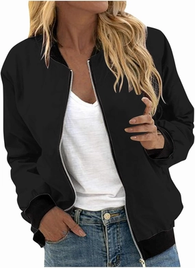 COTECRAM Bomber Jacket Women 2024 Causal Floral Zip Up Coats Long Sleeve Stand Collar Fall Jackets Lightweight Outerwear Tops