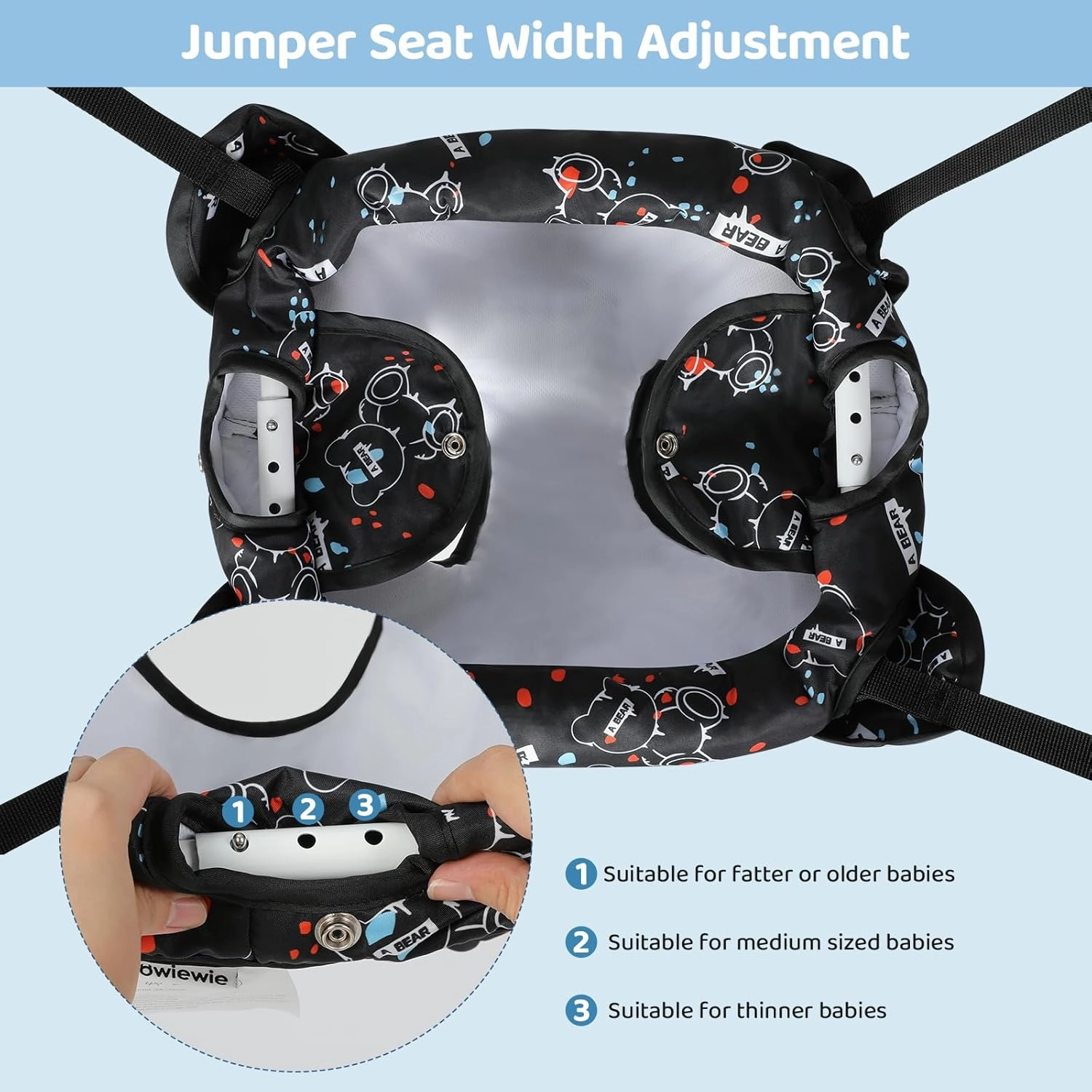 Cowiewie Door Jumper for Baby with Adjustable Seat and Strap, Fun Activity for 6-12 Months Baby Infant, Quiet Bear