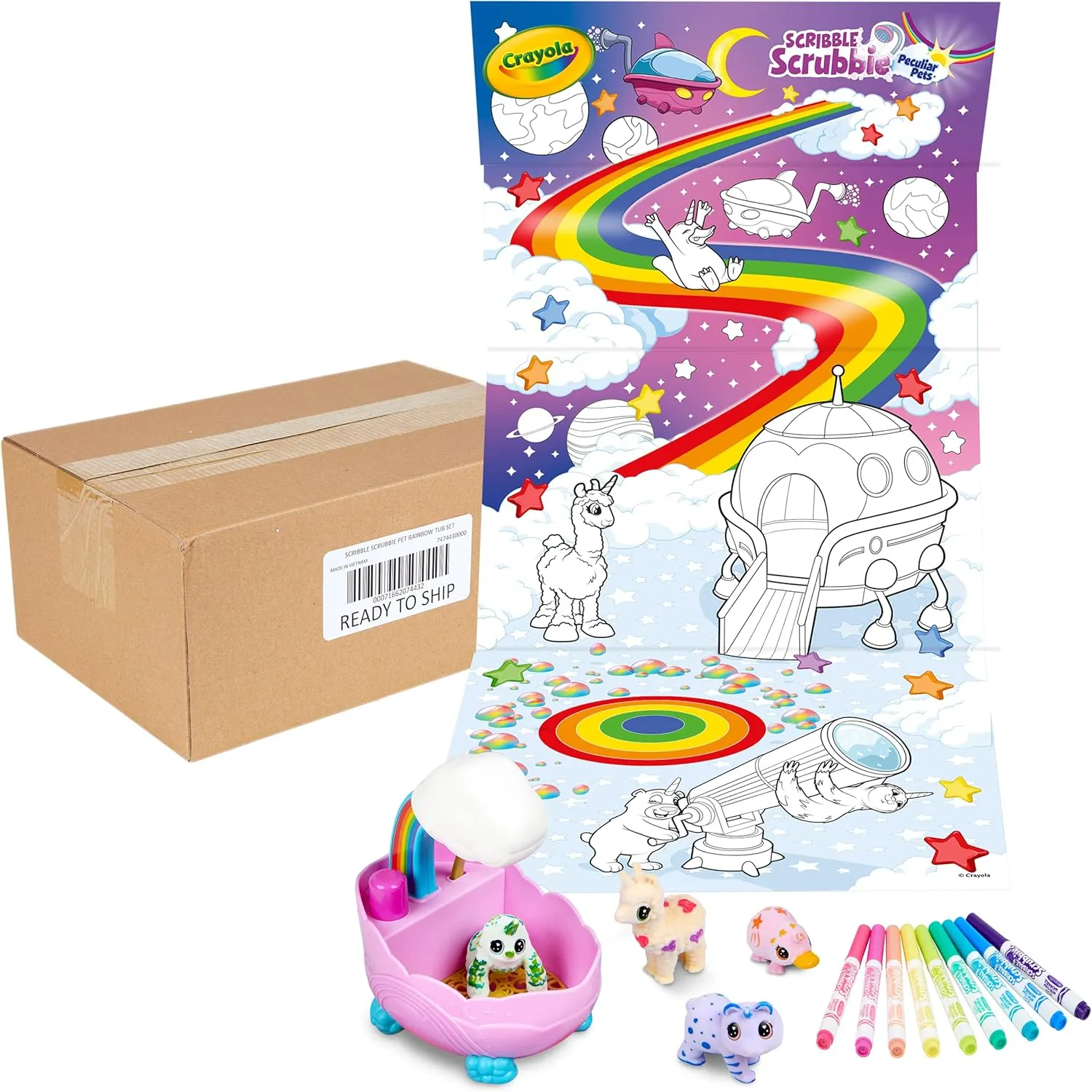 Crayola Scribble Scrubbie Peculiar Pets Rainbow Tub Set, Grooming Pet Toy for Girls & Boys, Toy Animal, Gifts for Kids, Ages 3 