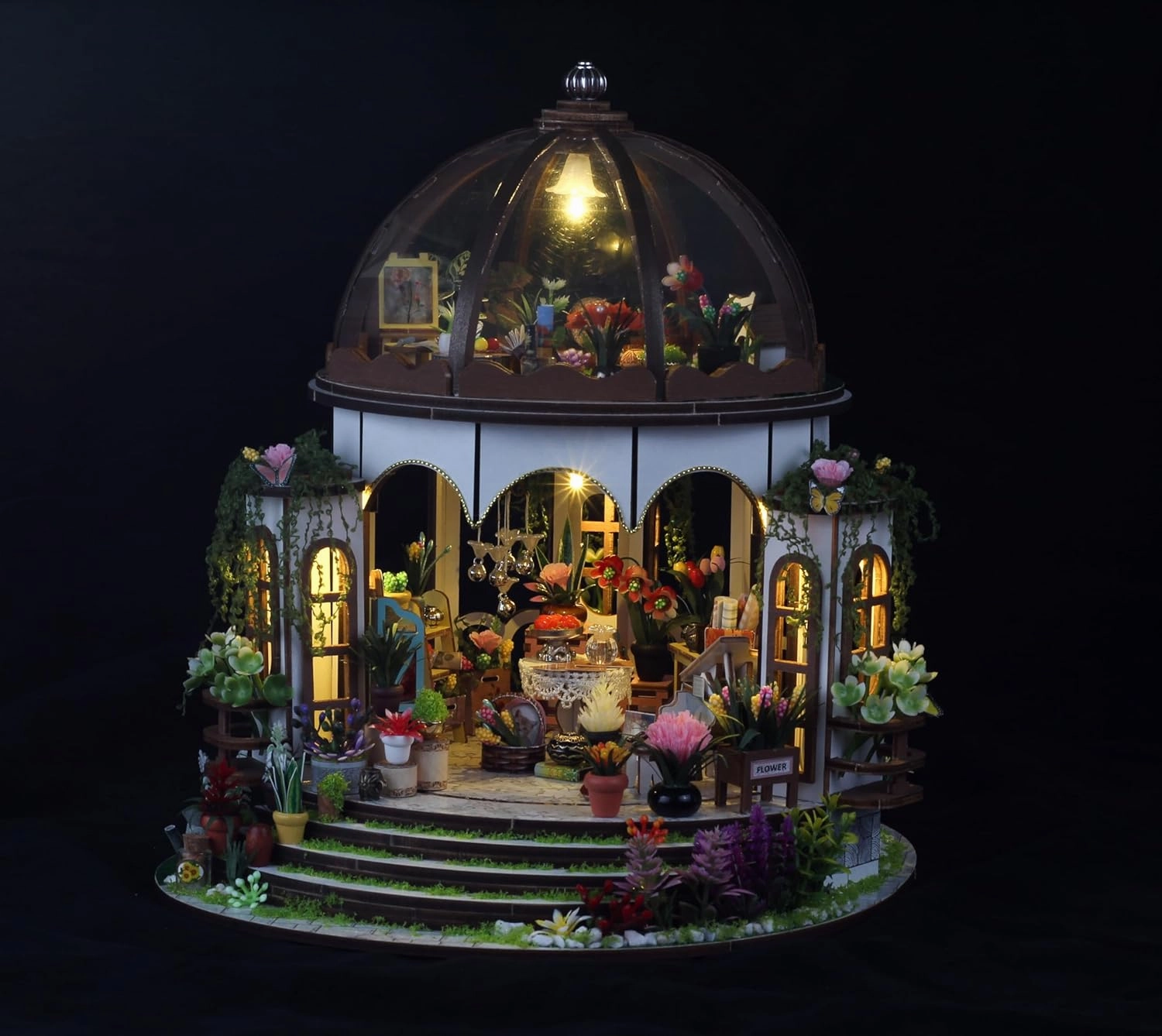 CRIOLPO DIY Greenhouse Kit, Miniature House Kits for Adults, Craft Model Building Kit with Detailed Furniture and Accessories, for Creating A Stunning Miniature Doll House Scene - Hanging Garden