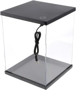 Crystal Clear Acrylic Display Case with LED s 8x8x14 | Toy Showcase |ion Box | Stackable Design | Transparent Stand | for Small Model Cars & Action Figures