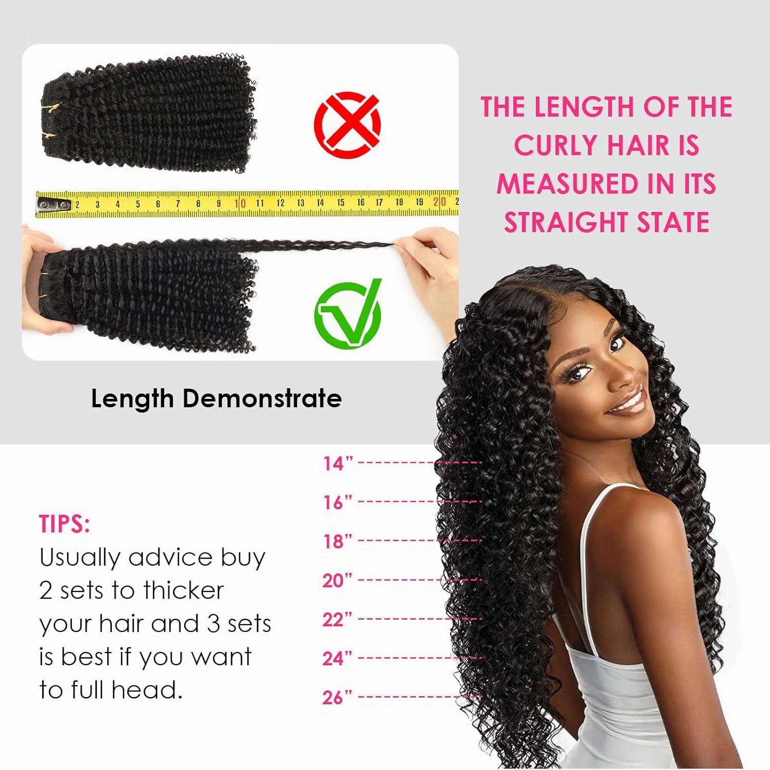 Curly Clip in Hair Extensions Real Human Hair Kinky Curly Clip ins for Black Women Remy Human Hair Clip in Extensions 120g 7Pcs Full Head Double Weft Hair Extensions Natural Black 14 Inch