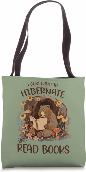 Cute Bear Hibernate And Read Books for Introvert Tote Bag