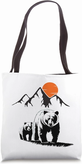 Cute Mama Bear and Cub Nature Lover Gift for Men Women Kids Tote Bag