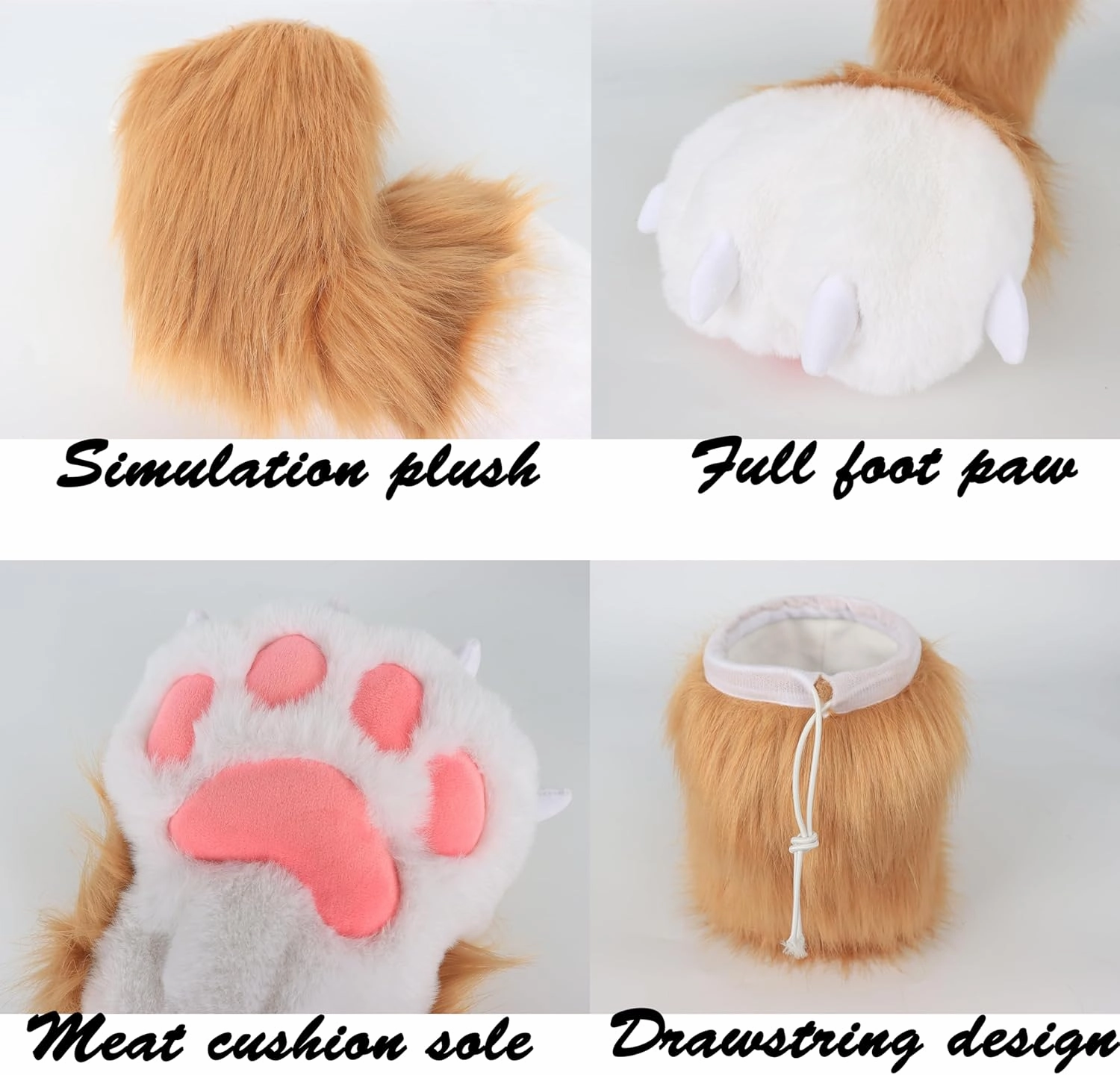 Cute Plush Animal Bear Fursuit Feet Paw Slippers Claw House Shoes Funny Costume Accessories