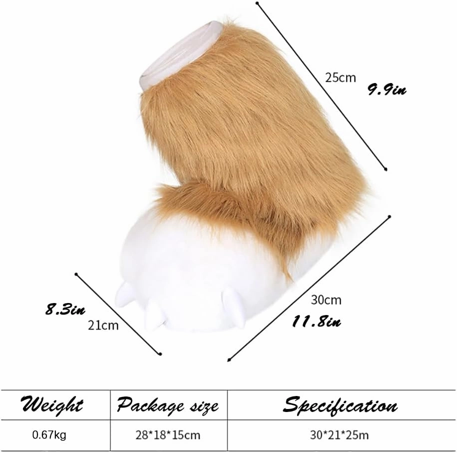 Cute Plush Animal Bear Fursuit Feet Paw Slippers Claw House Shoes Funny Costume Accessories