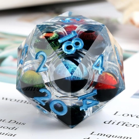 D20 Dice Set,DNDND 33mm 20 Sided Liquid Core Dragon Eyes Dice with Gorgeous Gift Box for Dungeons and Dragons (Colorful Eyeball)