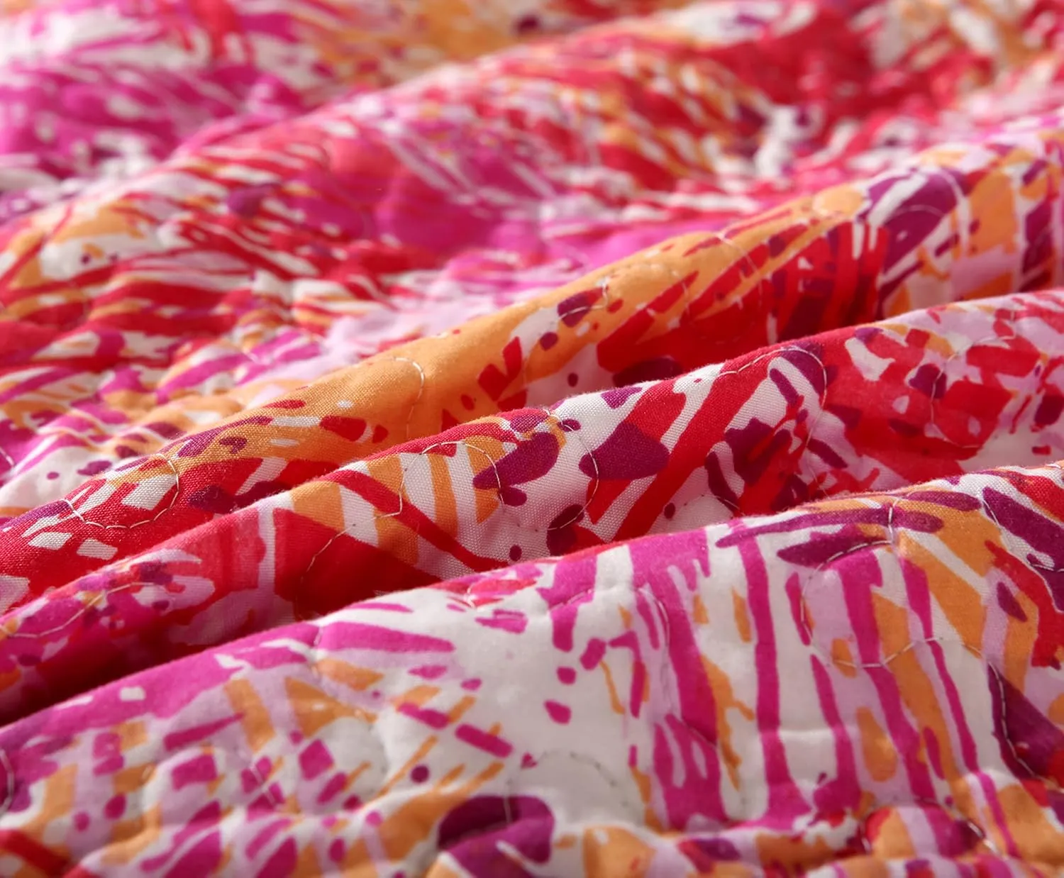 DaDa Bedding Fall Reversible Bedspread Set - Hawaiian Star Burst Pop Hawaiian Multi Colorful - Bright Vibrant Pink Orange Purple - King - 3-Pieces