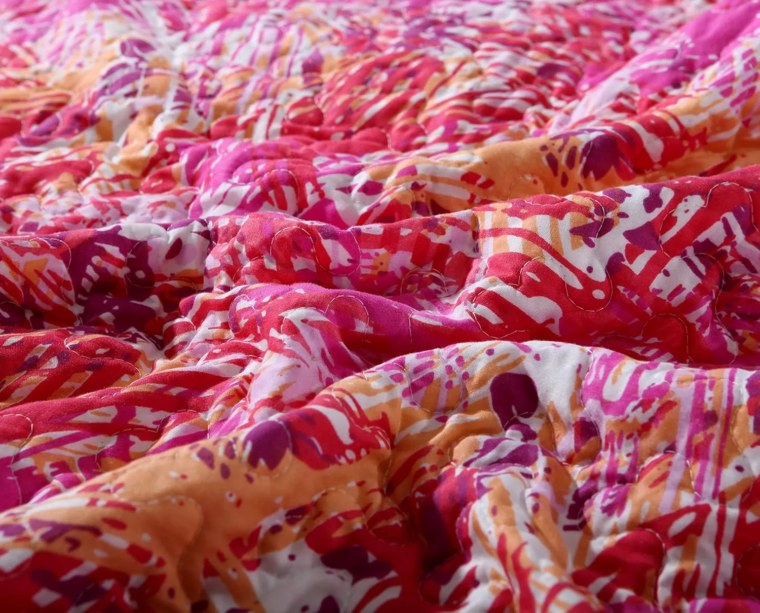 DaDa Bedding Fall Reversible Bedspread Set - Hawaiian Star Burst Pop Hawaiian Multi Colorful - Bright Vibrant Pink Orange Purple - King - 3-Pieces