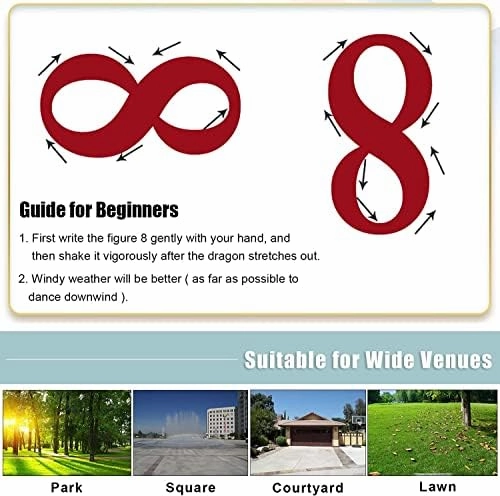 Dance Ribbons,Dragon Dance Ribbon Streamer,Dragon Ribbon Streamer,3D Dragon Poi Chinese Dragon Dance Ribbon Streamer for Outdoor Spring Outing, Fiberglass Handsticks   Travel Bag(6m)