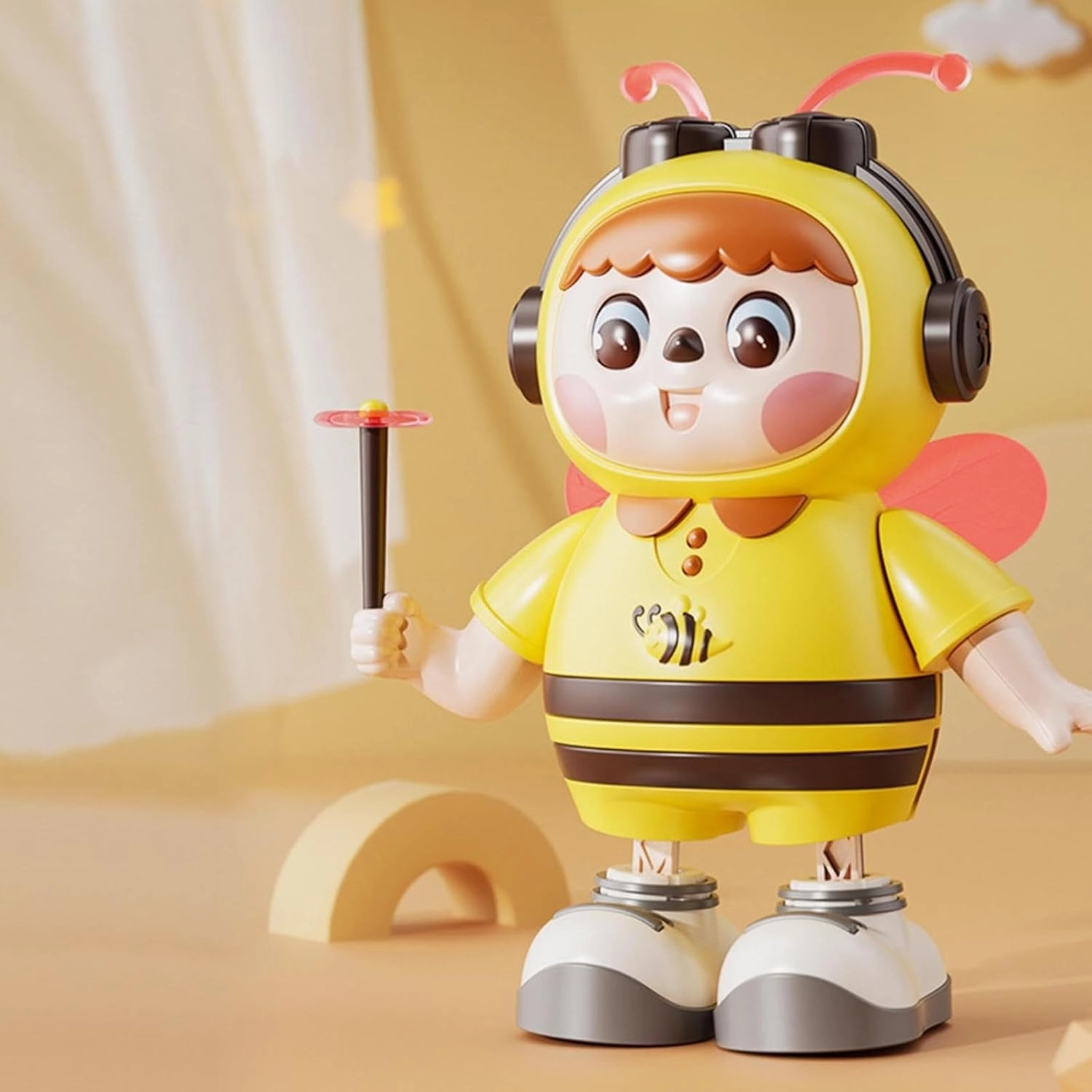 Dancing Bee Musical Toy,Baby Crawling Robot with Cool Lights & Dynamic Music,Interactive Cute Body Moving Bee Dynamic Musical Toy with 60 Built in Songs Entertainment for Teens and Kids