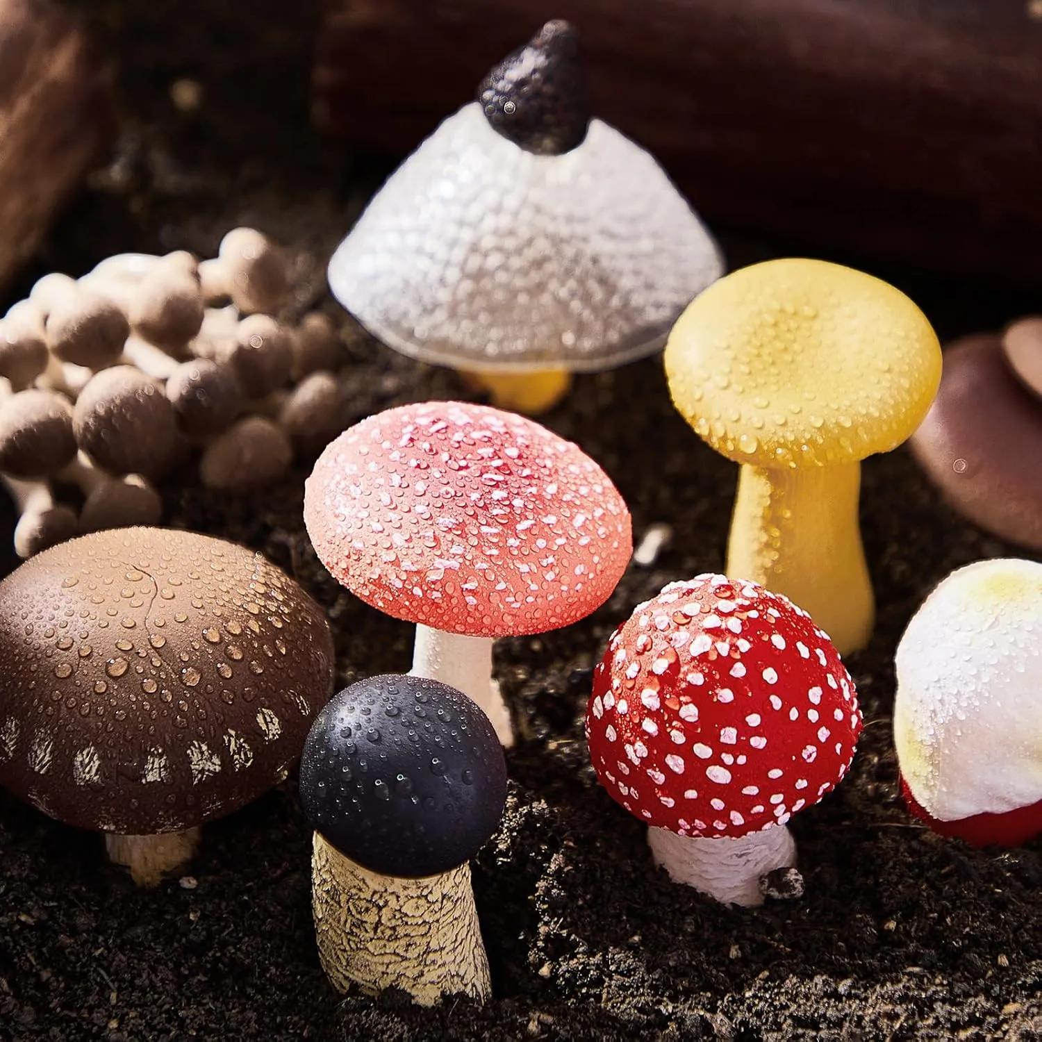 Deekin 12 Pcs Figure Mini Miniatures Figurines Mini Realistic Decor Themed Party Gifts for Diorama Projects Birthday Gift Learning (Mushroom)