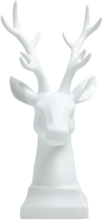 Deer Figure Deer Figurine Ceramic Deer Head Statue Ornament Antler Sculpture for Office Store Home Desktop Decoration White