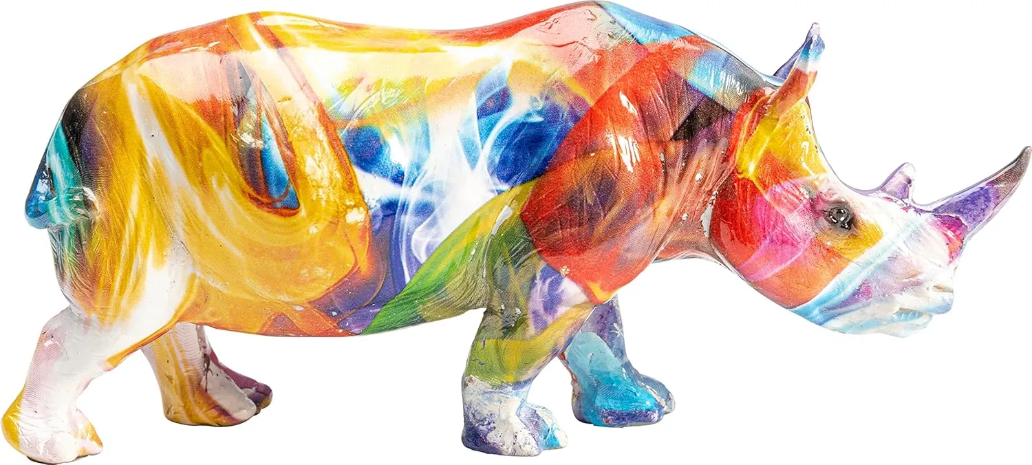 Design Decorative Figurine Coloured Rhino, 8 x 6 x 17 cm