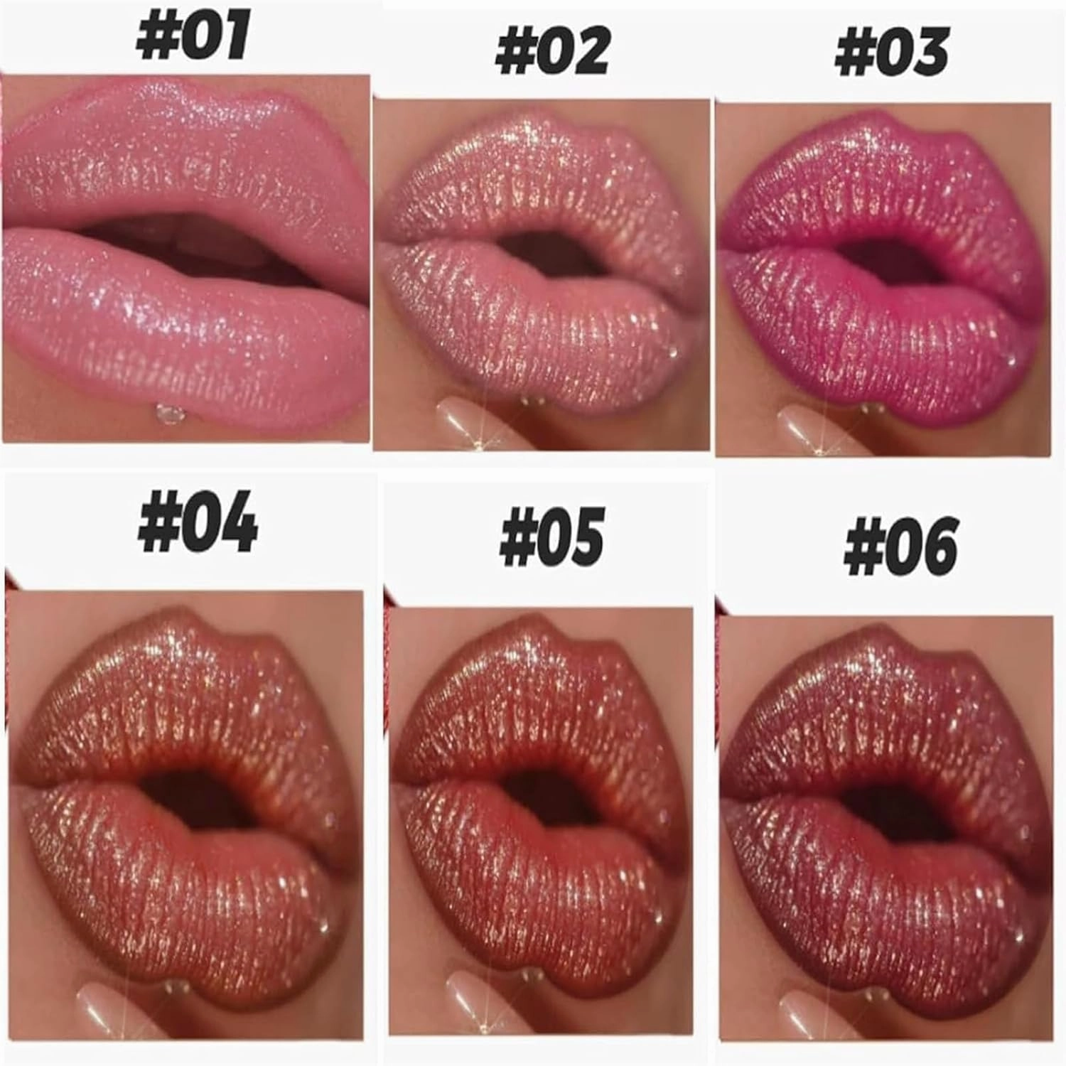 Diamond Lip Gloss Glitter Lipstick Waterproof, Full Coverage Tinted Lipcolor Makeup, Non-Stick to Cup Non-Fading Sparkly Glossy Lipstick, Ultra-Glossy, Metallic Lipsticks for Women (5, Large)