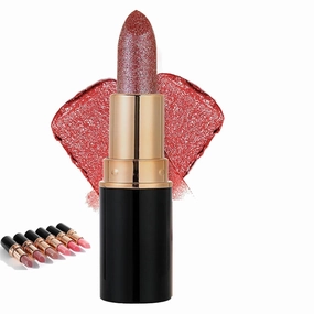 Diamond Lip Gloss Glitter Lipstick Waterproof, Full Coverage Tinted Lipcolor Makeup, Non-Stick to Cup Non-Fading Sparkly Glossy Lipstick, Ultra-Glossy, Metallic Lipsticks for Women (5, Large)