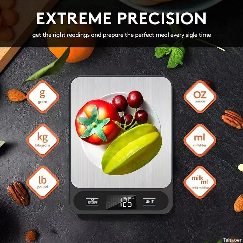Digital Kitchen Scale 10Kg/1g Weight Scale Usb Food Coffee Scales Smart Electronic Waterproof Digital Scale For Baking and Cook